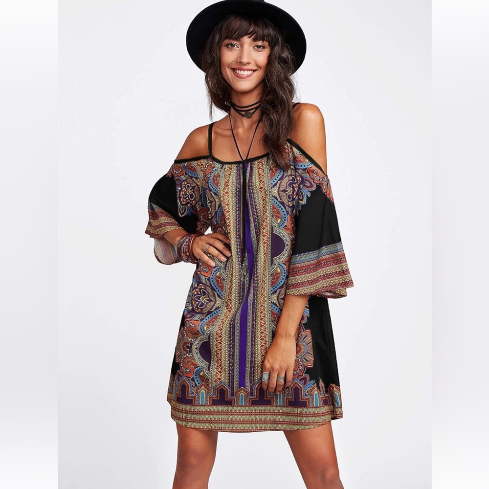 NWOT  New never used Women's Kimono Sleeve Geometric Tunic Boho Small
